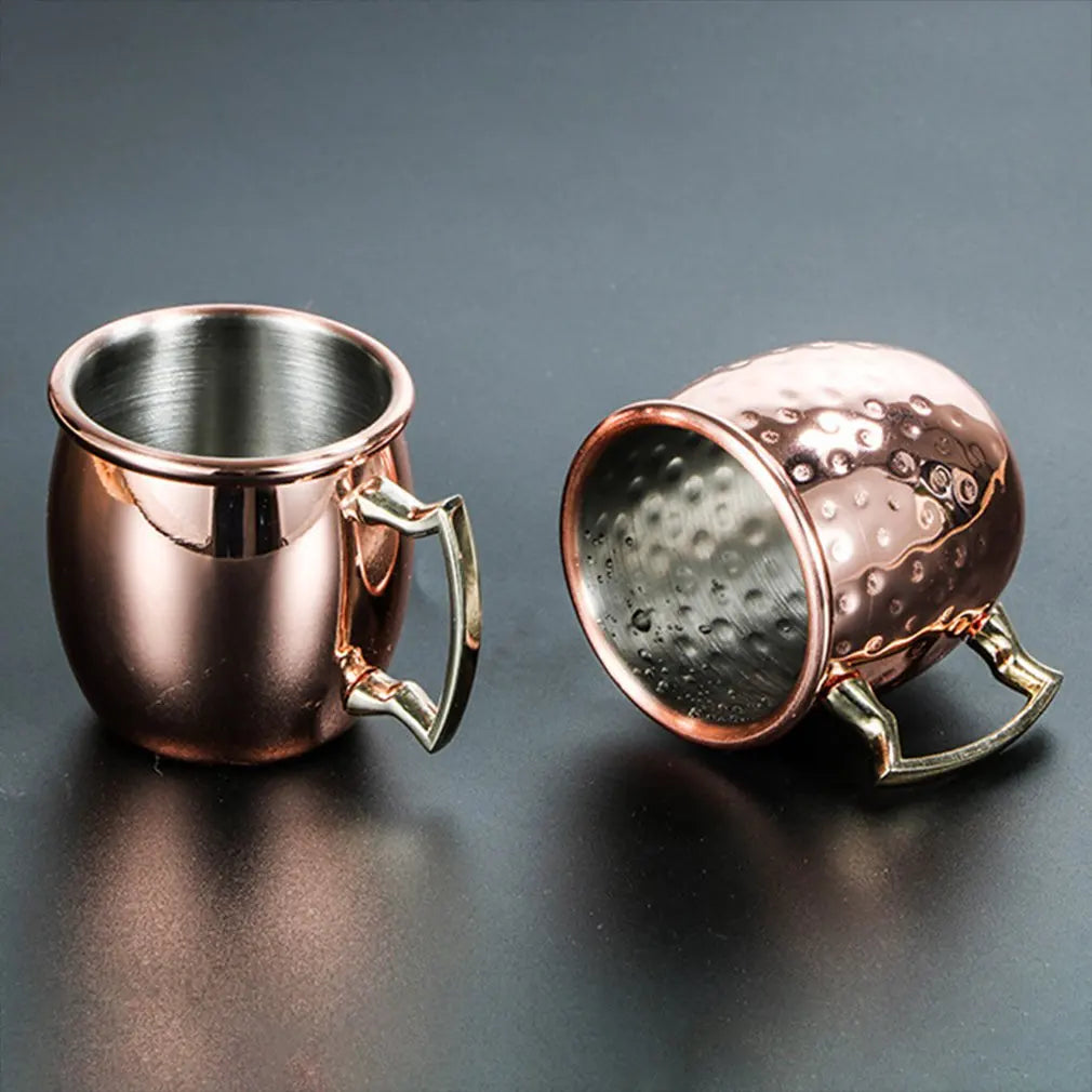 Hot 60Ml Moscow Mule Mug Stainless Steel Mugs Hammered Copper Plated Beer Cup Coffee Cup Bar Drinkware Copper Plated Travel Mug