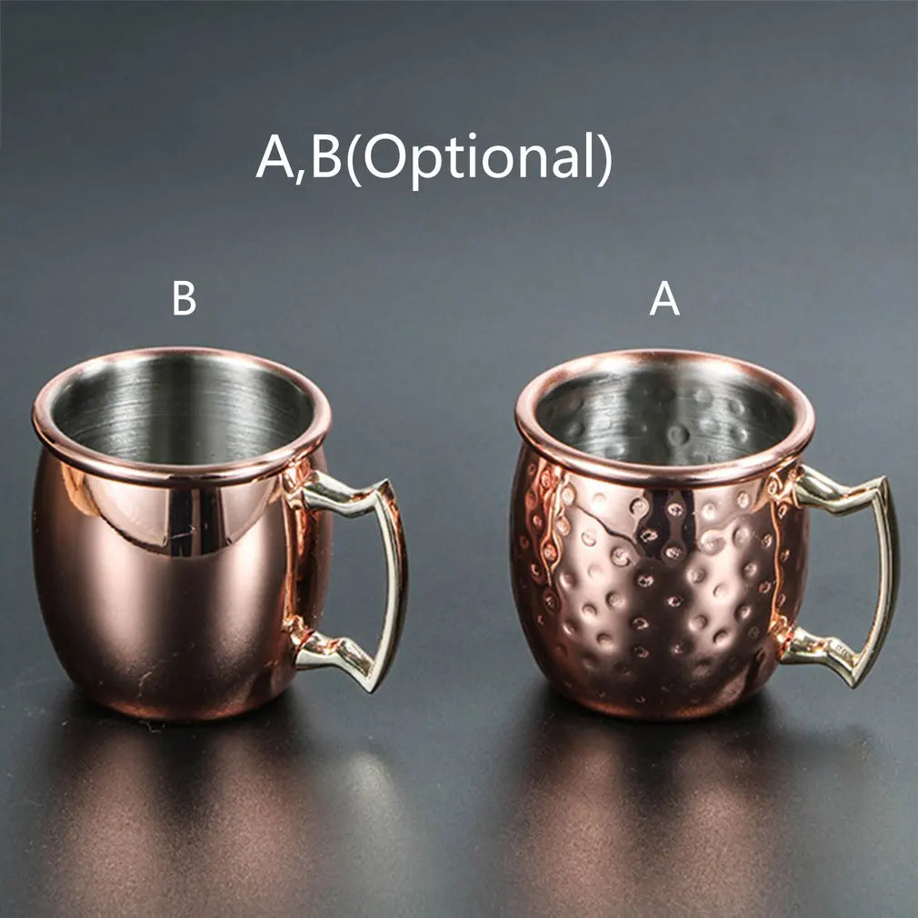 Hot 60Ml Moscow Mule Mug Stainless Steel Mugs Hammered Copper Plated Beer Cup Coffee Cup Bar Drinkware Copper Plated Travel Mug