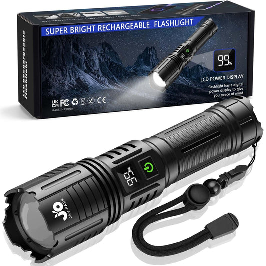 Rechargeable Flashlights 1000000 Lumen, LED Flashlight with Digital Power Dis...