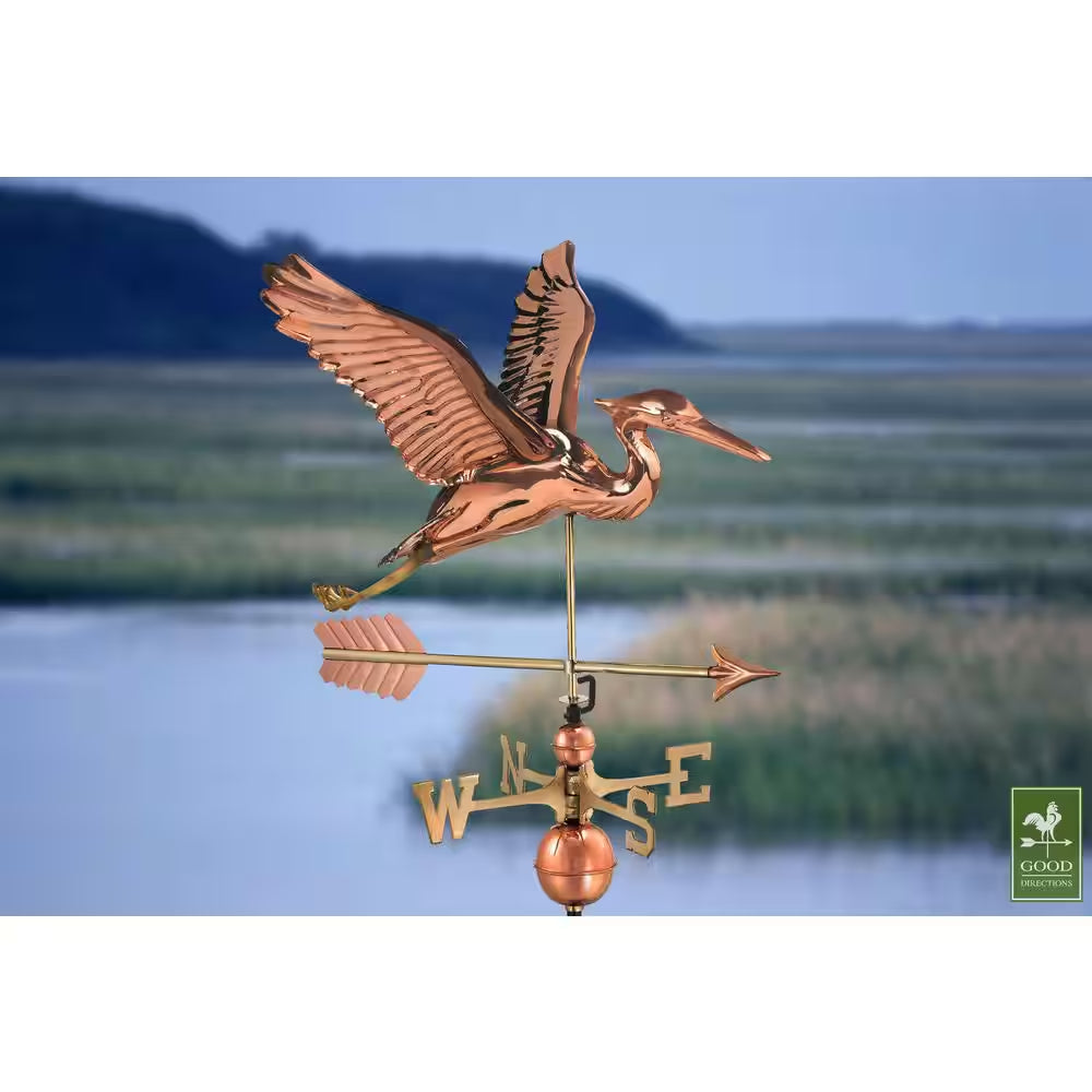 Blue Heron with Arrow Weathervane-Pure Copper