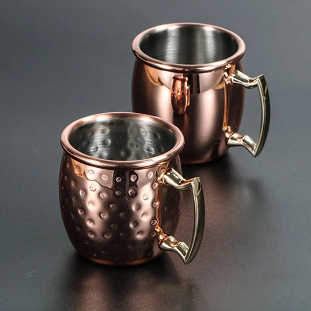 Hot 60Ml Moscow Mule Mug Stainless Steel Mugs Hammered Copper Plated Beer Cup Coffee Cup Bar Drinkware Copper Plated Travel Mug