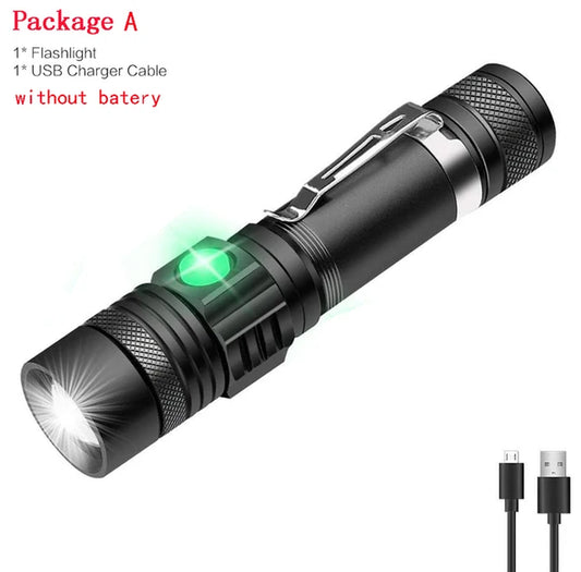 LED Flashlights USB Rechargeable Flashlight Bicycle Torch Outdoor Waterproof Flashlight Zoom Torch