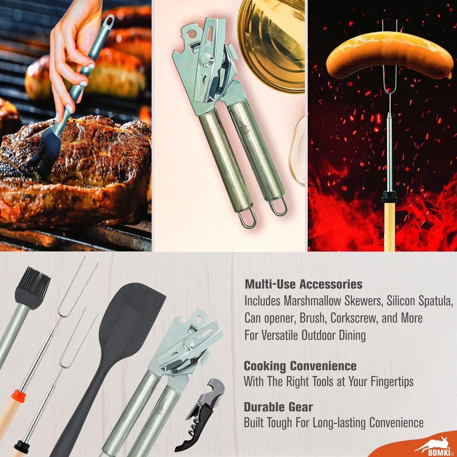 BOMKI Grilling and Camping Cooking Utensils Set for the Outdoors BBQ - Campin...