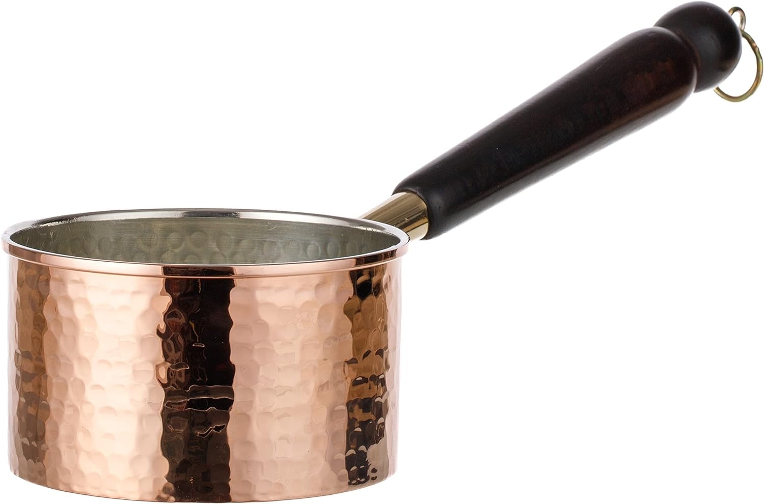 Copper Saucepan & Butter Warmer, 1Mm Thick Solid Uncoated Copper, Wooden Handle, Tin Lined, 100% Handmade in Turkey (0.8 Quarts-5"X2.7")