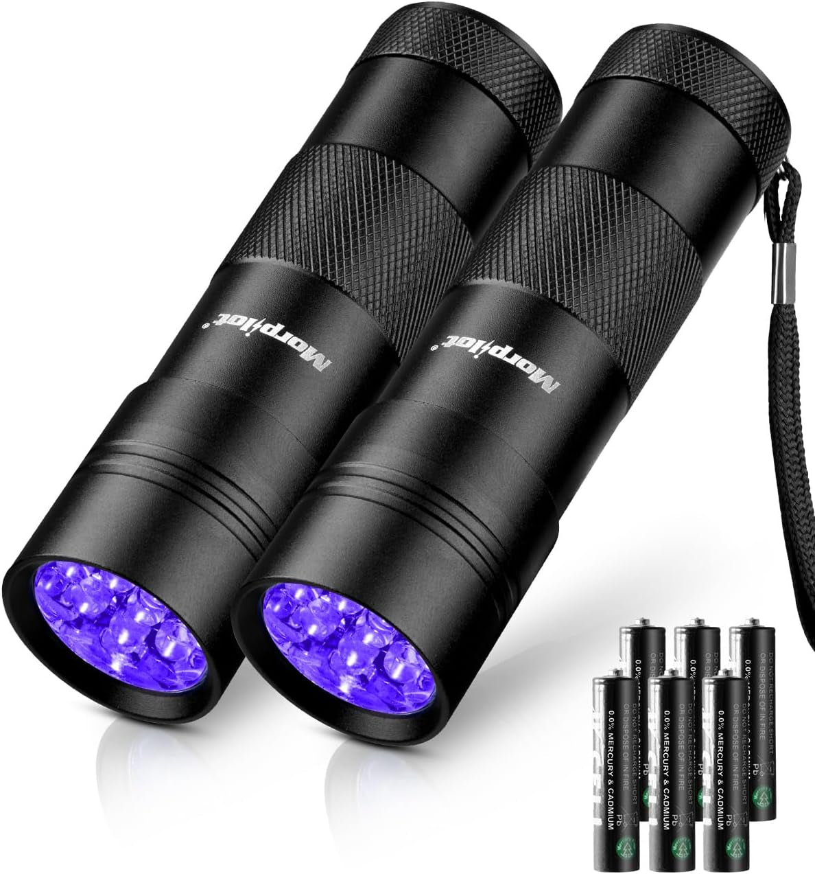 Blacklight Flashlights Uv Flashlight,12 LED 395Nm Ultraviolet Blacklight 2 PCS Black Light Flashlight Mini, Torch Light Pet Urine Detector Light for Dog/Cat, Dry Stains,Resin Curing,Bed Bug