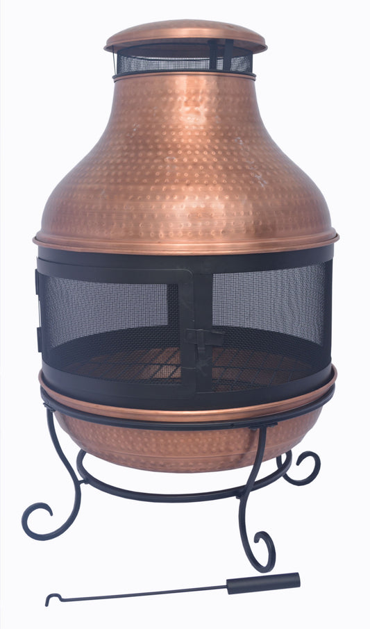 Wood-Burning Copper Chiminea Fire Pit