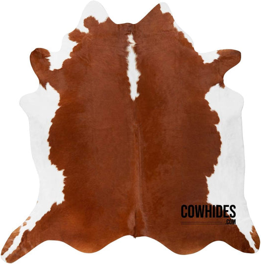 Natural Cowhide Area Rugs Brown and White (Medium - 6 FT X 6.5 FT)