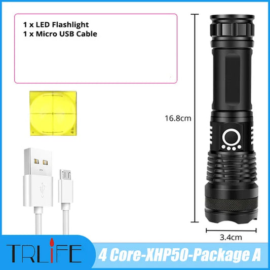 Powerful XHP160 16-Core LED Flashlights 10000Mah XHP110 USB Rechargeable Tactical Flashlights Zoom Torch Use 26650/18650 Battery