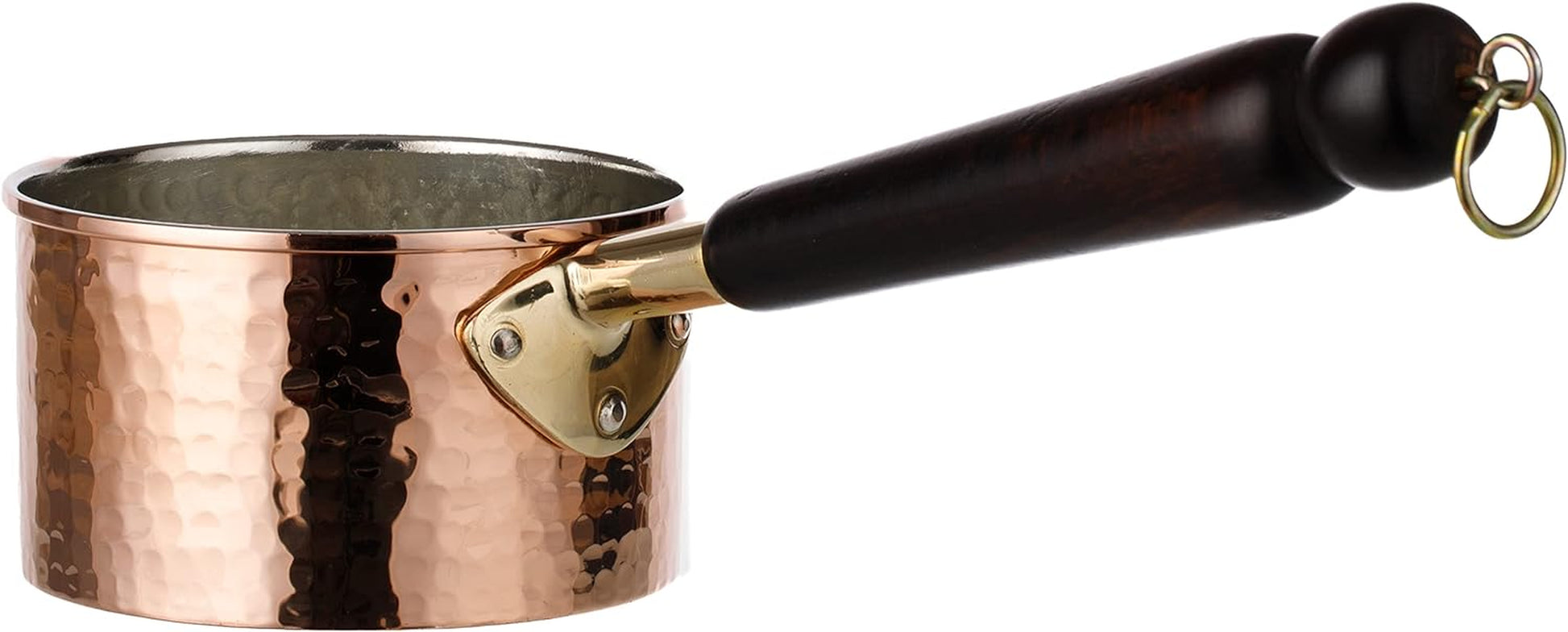 Copper Saucepan & Butter Warmer, 1Mm Thick Solid Uncoated Copper, Wooden Handle, Tin Lined, 100% Handmade in Turkey (0.8 Quarts-5"X2.7")