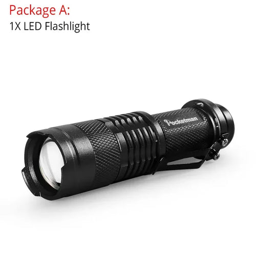 5 PCS High-Quality Mini Black Tactical Flashlight LED Flashlight 3 Modes, Zoomable Torch for Emergency Camping Hiking