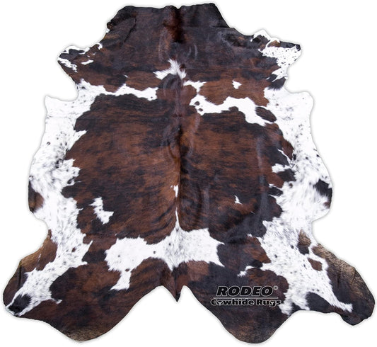 Genuine Cowhide Rug: Hand-Picked & Authentic Real Cowhide Rug for Country Home Decor - Cow Hide Rug Large Sized at 6X7Ft - Cozy, Unique, Durable, Leather Cow Carpet Rugs - Brindle Nutella