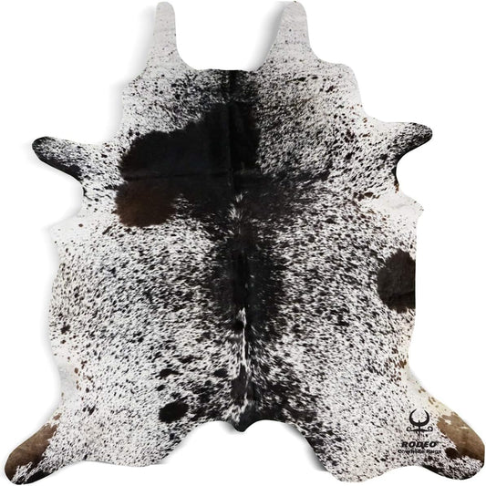 Salt and Pepper Cowhide Rug Brazilian Cow Skin Rug Brown/Tricolor/Black Cow Hides Size XXL Approx 7X8 Ft (213Cmx243Cm) Cowhides Premium Quality (Black and White)